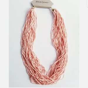 NEW Erica Lyons Seed Bead Multistrand Necklace Blush Pink 11" Drop